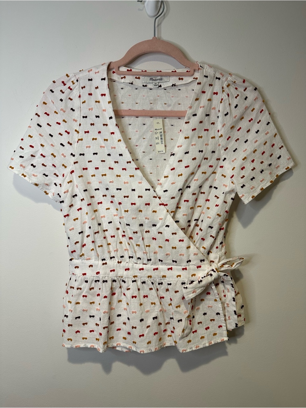 NWT madewell ruffle hem wrap top size extra small